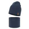 Czapka i komin dla chłopca jesienny, wiosenny komplet, niebieski, 100% wełniany merino Richi-2