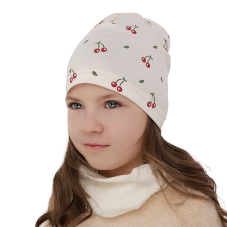 Czapka i komin dla dziewczynki jesienny, wiosenny komplet, limonkowy, bawełniany Cerise-3