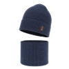 Czapka i komin dla chłopca jesienny, wiosenny komplet, niebieski, 100% wełniany merino Bruce-2
