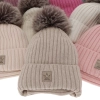 Czapka i komin dla dziewczynki zimowy komplet, szary, 100% wełniany merino, wiązany, podszyty wełnianym polarem Martina-2