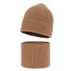 Czapka i komin dla dziewczynki jesienny, wiosenny komplet, camel, 100% wełniana merino Brook-2