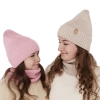 Czapka i komin dla dziewczynki zimowy komplet, szary, 100% wełniany merino Nelita-4
