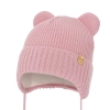 Czapka zimowa dla dziewczynki, różowa, wiązana, z wełną merino Shira-2