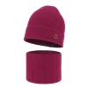 Czapka i komin dla dziewczynki jesienny, wiosenny komplet, amarantowy, 100% wełniana merino Brook-2