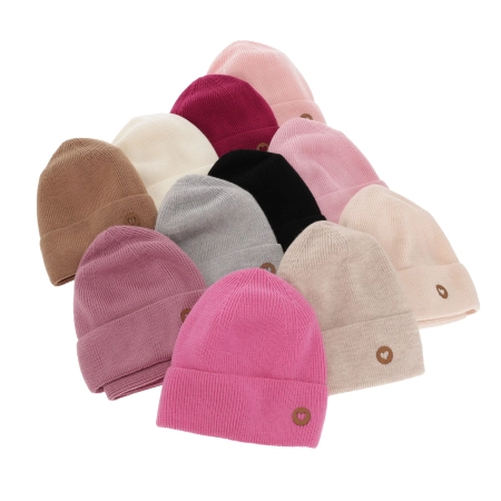 Czapka i komin dla dziewczynki jesienny, wiosenny komplet, jasnoróżowy, 100% wełniana merino Brook-5
