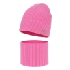 Czapka i komin dla dziewczynki jesienny, wiosenny komplet, różowy, 100% wełniany merino Itra-2