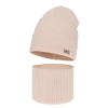 Czapka i komin dla dziewczynki jesienny, wiosenny komplet, jasnoróżowy, 100% wełniany merino Itra-2