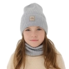 Czapka i komin dla dziewczynki, jesienny, wiosenny komplet, czarny, 100% wełniany merino, Vanita-7