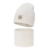 Czapka i komin dla dziewczynki, jesienny, wiosenny komplet, biały, 100% wełniany merino, Vanita-2