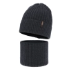 Czapka i komin dla chłopca, zimowy komplet, ciemnoszary, 100% wełniany merino, Gizmo-2