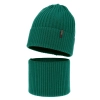 Czapka i komin dla chłopca, zimowy komplet, szmaragdowy, 100% wełniany merino, Gizmo-1