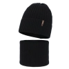Czapka i komin dla chłopca, zimowy komplet, czarny, 100% wełniany merino, Gizmo-2