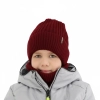 Czapka i komin dla chłopca, zimowy komplet, bordowy, 100% wełniany merino, Gizmo-1