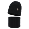 Czapka i komin dla dziewczynki, zimowy komplet, czarny, 100% wełniany merino, Patricia-2