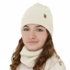 Czapka i komin dla dziewczynki, zimowy komplet, biały, 100% wełniany merino, Patricia-1