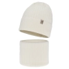 Czapka i komin dla dziewczynki, zimowy komplet, biały, 100% wełniany merino, Patricia-2