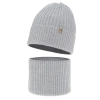 Czapka i komin dla dziewczynki, zimowy komplet, szary, 100% wełniany merino, Patricia-2