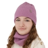 Czapka i komin dla dziewczynki, zimowy komplet, szary, 100% wełniany merino, Patricia-3