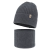 Czapka i komin dla dziewczynki, zimowy komplet, ciemnoszary, 100% wełniany merino, Patricia-1