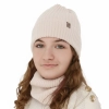 Czapka i komin dla dziewczynki, zimowy komplet, jasnoróżowy, 100% wełniany merino, Patricia-1