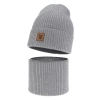 Czapka i komin dla chłopca, jesienny, wiosenny komplet szary 100% wełniany merino Vanto-2