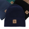 Czapka i komin dla chłopca, jesienny, wiosenny komplet szary 100% wełniany merino Vanto-3