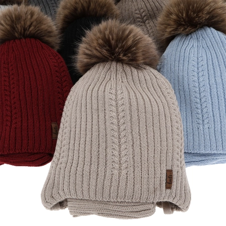 Czapka i komin dla chłopca zimowy komplet, błękitny, z wełną merino, wiązany Zongo-3