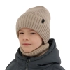 Czapka i komin dla chłopca, zimowy komplet, 100% wełniany merino, z podszyciem z wełny merino, granatowy Harbin-5