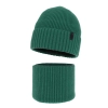 Czapka i komin dla chłopca, zimowy komplet, 100% wełniany merino, z podszyciem z wełny merino, szmaragdowy Harbin-1