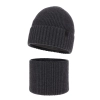 Czapka i komin dla chłopca, zimowy komplet, 100% wełniany merino, z podszyciem z wełny merino, szary Harbin-2