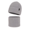 Czapka i komin dla chłopca, zimowy komplet, 100% wełniany merino, z podszyciem z wełny merino, szary Harbin-2