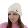 Czapka zimowa damska, beżowa, z wełną merino Shila-7