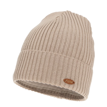 Czapka zimowa damska, beżowa, z wełną merino Shila-2