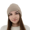 Czapka zimowa damska, jasnoróżowa, z wełną merino Shila-10
