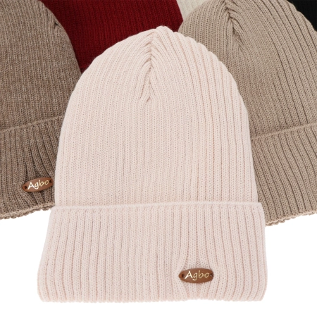 Czapka zimowa damska, jasnoróżowa, z wełną merino Shila-3
