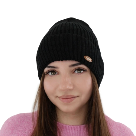 Czapka zimowa damska, jasnoróżowa, z wełną merino Shila-9