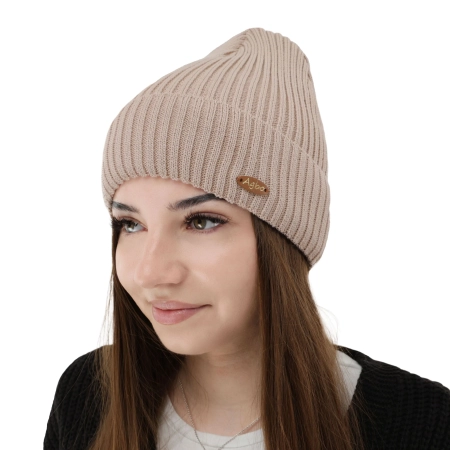 Czapka zimowa damska, jasnoróżowa, z wełną merino Shila-13