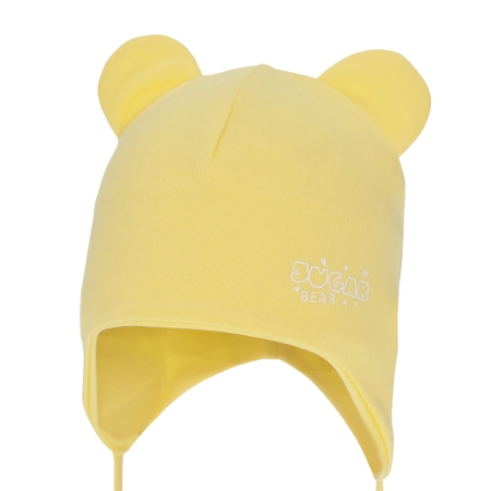 Czapka dla dziewczynki jesienna, wiosenna, żółta, bawełniana, wiązana Kelda-1