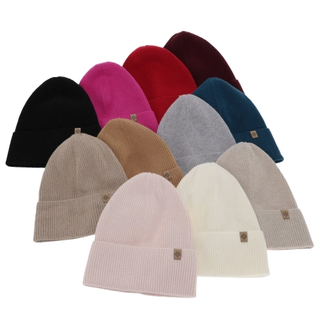 Czapka jesienna, wiosenna damska, jasnoróżowa, wełna merino z kaszmirem, Alineta-5