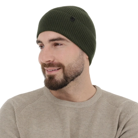 Czapka jesienna, wiosenna męska, khaki, wełna merino z kaszmirem, Azuryt-4