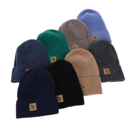 Czapka i komin dla chłopca, jesienny, wiosenny komplet khaki 100% wełniany merino Vanto-5