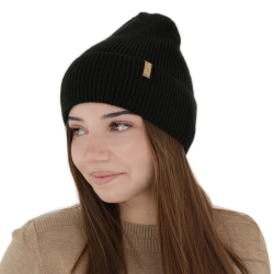 Czapka zimowa damska, czarna, z wełną merino Tahoe-1
