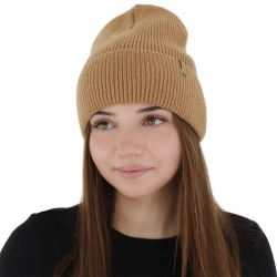 Czapka zimowa damska, camel, z wełną merino Tahoe-1