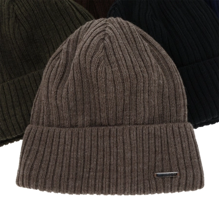 Czapka zimowa męska, khaki, z wełną merino Baltor-3