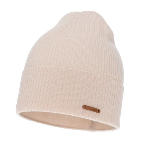 Czapka jesienna, wiosenna damska, jasnoróżowa, 100% wełniana merino, Flerra-2
