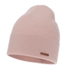 Czapka jesienna, wiosenna damska, różowa, 100% wełniana merino, Flerra-2