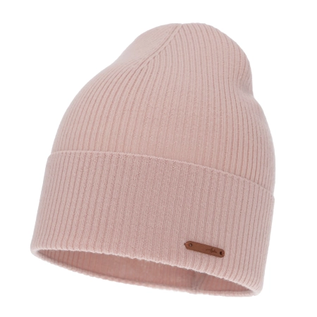 Czapka jesienna, wiosenna damska, różowa, 100% wełniana merino, Flerra-2
