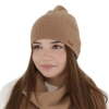 Czapka jesienna, wiosenna damska, camel, 100% wełniana merino, Flerra-1