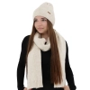 Czapka i szalik damski, zimowy komplet, jasnobeżowy, z wełną merino, Seala-1