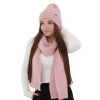 Czapka i szalik damski, zimowy komplet, różowy, z wełną merino, Seala-1